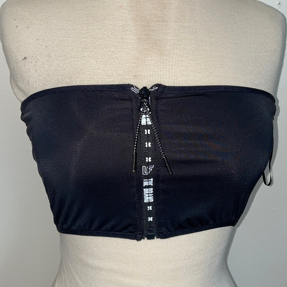 LF Mesh Zipper Crop Top